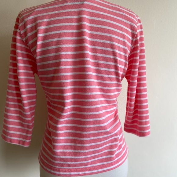 Drapers and Damons Women 3/4 Sleeve Top Stripe Pink and White Size Medium - Picture 4 of 8